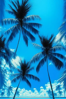 A coconut trees in Indonesia with clear blue skyand sea Impresionisme abstract art