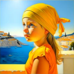 Neoclassicism realistic yellow orange cote d'azur sea child