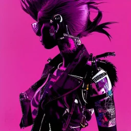 beautiful punk girl, hyper detailed, illustration by <kilian eng> <Yoji Shinkawa>, purple tones,