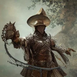 Insanely detailed photograph of an “portrait of an D&D Echo Knight wearing a ivy colored charro”, intricate cowboy hat, stern clear face and hyperdetailed painting by Ismail Inceoglu Huang Guangjian and Dan Witz CGSociety ZBrush Central fantasy art album cover art,8K, hdr, epic, mysterious, ominous, hands focused on a glowing D20, jewelry, motivated