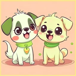 2 cute Dogs cartoon