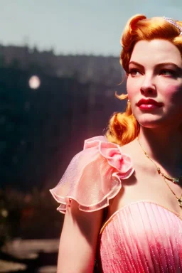 Beautifull Liv Tyler Princess Peach, closed eyes, rtx, reflection, 8k, glow, winning photography, caustics