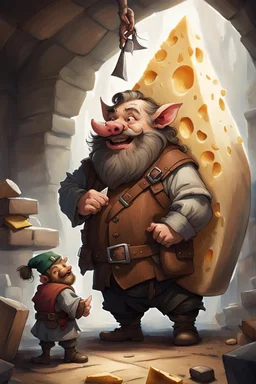 , With the teacher boar smiling bravely, our brave dwarf stumbled. On day two, he regrouped, plotting a clever scheme, With a giant cheese wedge, he lured it like a dream.