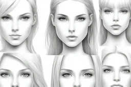 set of beautiful nordic high-detail hiper-realistic girls face