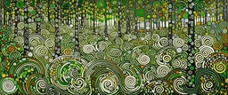 A grayish lime green swirly forest painted by Gustav Klimt