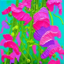 a detailed painting of a sweet pea flower, seamless pattern, oil on canvas, Expressionism