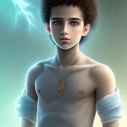 beautiful 12 year old arabic boy with curly hair and light blue eyes