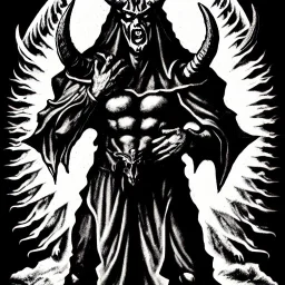 Devil demon satan king knights war code prophecy black and white