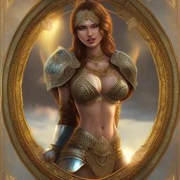 arab female warrior sexy cleavage ornate metal armour silks
