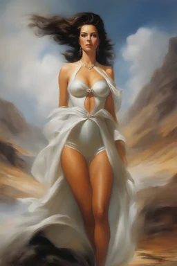 an extremely graphic depiction of Jennifer, oil painting by Boris Vallejo