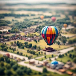 tilt-shift hot air balloon