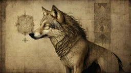 a wolf in da vinci style