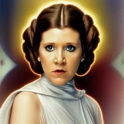 [[extrem stunning photorealistic Carrie Fisher as Princess Leia]] :: [[photorealistic hazel iris, short hair, head and shoulders portrait, 8k resolution photorealistic portrait by WLOP, Alphonse Mucha, dynamic lighting, hyperdetailed, intricately detailed, triadic colors]]