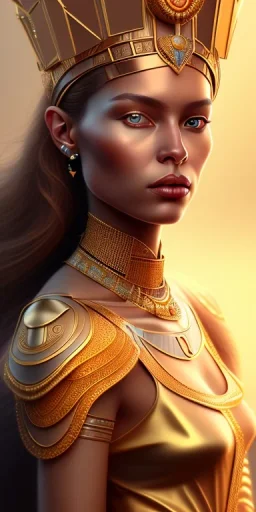 Beautiful brown pharaonic queen, pharaonic dress, clear features, too many details, 4k, 8k, portrait, 3d, fantasy, realistic