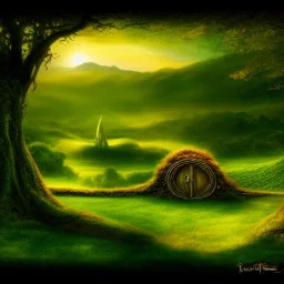 Landscape, lord of the ring, the shire, fantasy, green, Brown, warm