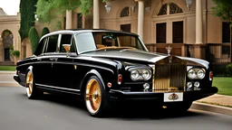 A sleekly designed (((Customized gangsters lowrider Rolls Royce Silver Shadow))), adorned with intricate modern modifications and luxurious details that evoke a timeless elegance blended with contemporary flair
