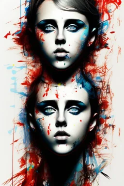 Danish singer MØ face, Abstract portrait by Yoji Shinkawa,