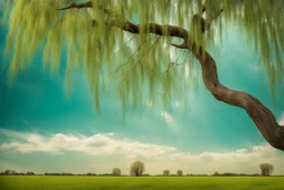 aquamarine gems, clouds, willow tree, photography