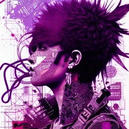 beautiful punk girl, hyper detailed, hyperdetailed, intricately detailed, illustration by <kilian eng> <Yoji Shinkawa>, purple tones,