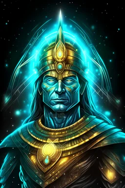 Potrait of a divine warrior made up of cosmic energy in star wars style