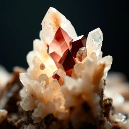 Ultra realistic macro photography of biomorphic crystal formation, soft ivory organic tissue fused with obsidian crystal growth, controlled studio macro lighting with dual softboxes + subtle back rim light, specular highlights on crystal edges, shallow depth of field, 100mm macro lens look, ultra photorealistic, 8k