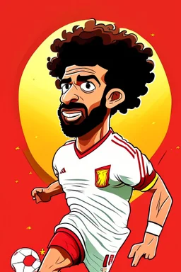 Mohamed Salah Egyptian soccer player goal on Jupiter cartoon 2d