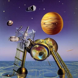 starships versus space monster in the cosmos by dali