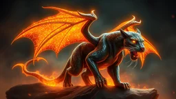 A panther with shimmering dragon scary ,cool wings