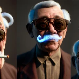 Portrait, American shot view, old Asian man + little monkey, cabaret scene, steampunk. Sunglasses, smoking, happy, hot. Many people background, highly detailed, concept art, unreal engine 5, god rays, ray tracing, RTX, lumen lighting, ultra detail, volumetric lighting, 3d, finely drawn, high definition, high resolution.