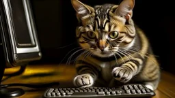 funny cat with computer mouse