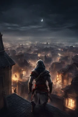 assassin's creed rooftops night scene