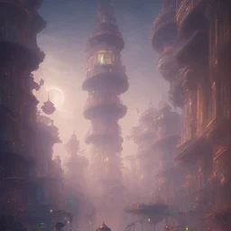 amazing euphoric futuristic Venetian Carnival sci-fi fantasy utopian paradise, Photorealistic beautiful, epic composition, night, dramatic, lights, dark, colourful, cute, Chiaroscuro, magical, caustics, studio ghibli, beautiful lighting, intricate detail, lively, Jordan Grimmer, Atey Ghailan