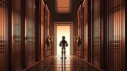 Access, computer, doors, hackers stand in the line in the entrance, digital world, brown colors, anime, 3D, Gatekeeper