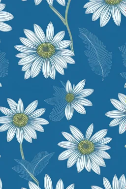 daisy dark blue flower drawing on light blue background