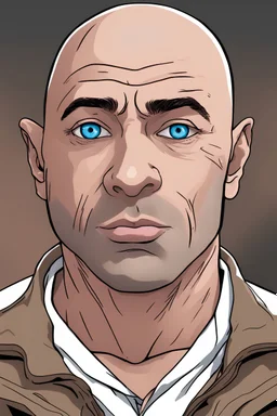 joe rogan with anime face and blue eyes and big leps