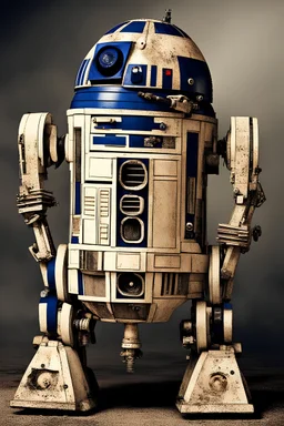 A picture of r2d2 from star wars, armed and dangerous, a true death machine, in a style of mad Max