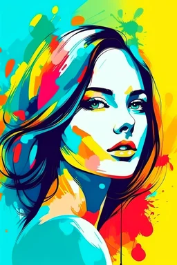 modern abstract woman painting vector