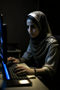 dansih iran woman working with computer