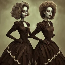 extrem tim burton style of the evil stepsisters, sharp focus