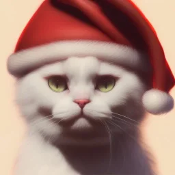 a beautiful portrait of a cute cat dressed as santa, by greg rutkowski, high key lighting, volumetric light, digital art, highly detailed, fine detail, intricate, ornate, complex, octane render, unreal engine, photorealistic unreal 5.