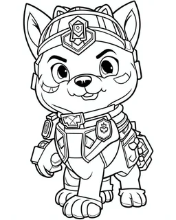 outline art for Zuma From Paw Patrol coloring page, Japanese manga style, cartoon style, cute face, white background sketch style, full body is a must, only use outline, clean line art, no shadow, bold outline