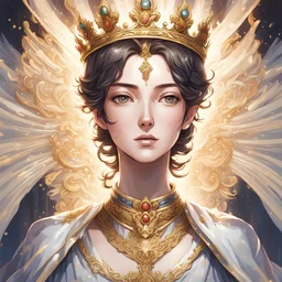 Every line on the crown is a symbol of divine glory, in anime portrait art style