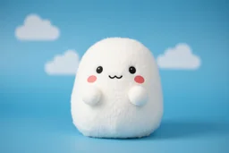 white squishmallow plushie stuffed toy clouds, blue background