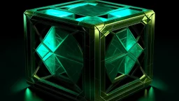 Square tesseract from movie Loki, in the middle and without glow, without background or table