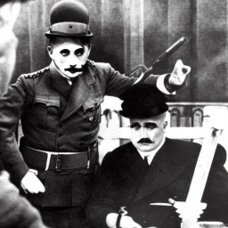 Chaplin shoot Hitler in the belly