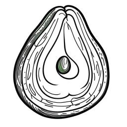 bold and easy Coloring page for toodlers, with a whole avocado fruit, very Bold outlines and white background, minimum amount of details, very simple, very thick outlines