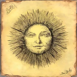 old cd cover with the sketch of a sun