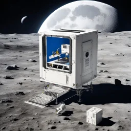 assembling an IKEA piece of furniture in outer space on the Moon