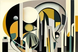abstract cityscape in the style of Barbara Hepworth