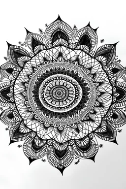 Mini mandala minimal siyah beyaz az ayrıntılı